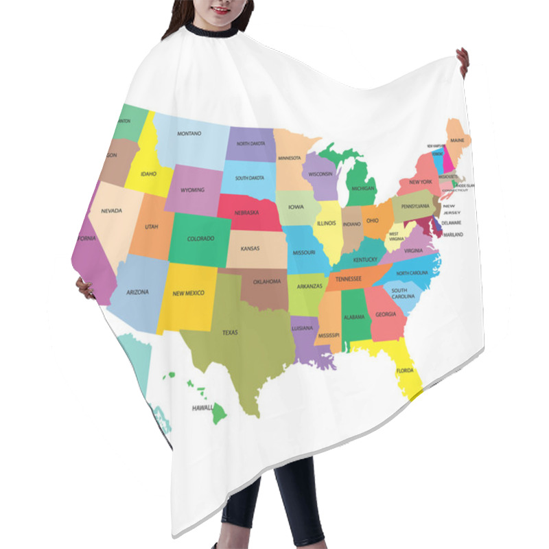 Personality  Map America With States Hair Cutting Cape