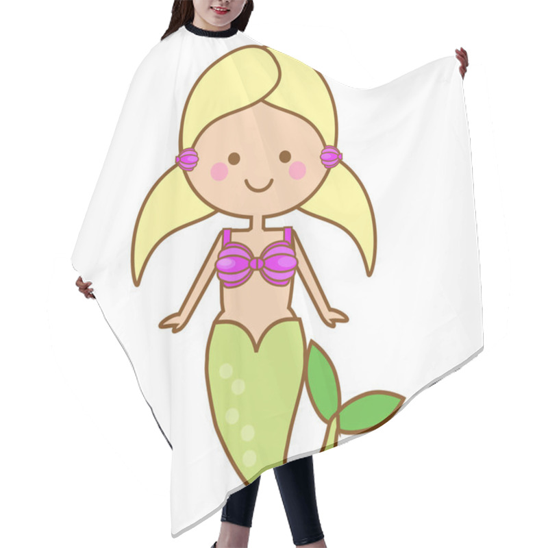 Personality  Cute Kawaii Mermaid Character In Cartoon Style. Vector Illustration Hair Cutting Cape