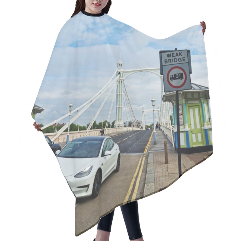 Personality  Wide Angle Panoramic Central Chelsea London City On River Thames Albert Bridge Road England United Kingdom. Low Angle High Resolution Image Was Captured On June 3rd, 2024 Hair Cutting Cape