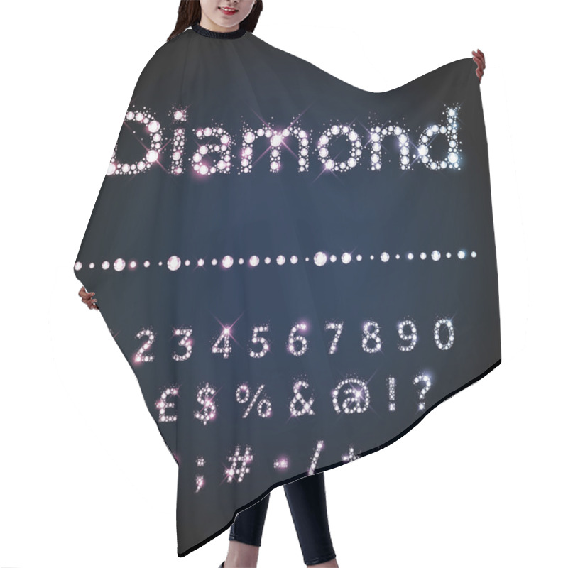 Personality  Shiny Diamond Font Set Numbers And Special Symbols Hair Cutting Cape