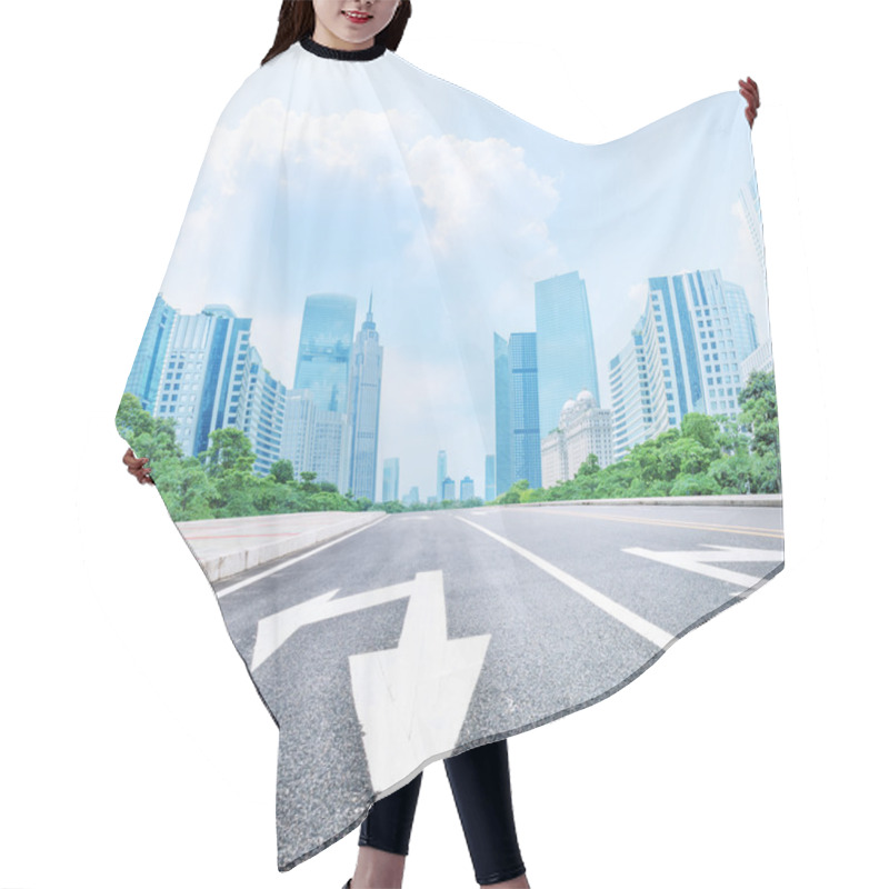 Personality  Empty Asphalt Road In Modern City Hair Cutting Cape