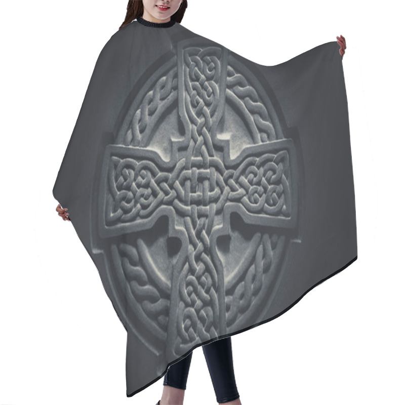 Personality  Wonderful Embossed Celtic Stone Cross, Full Of Details And Textures In Its Elaborate Carvings. Hair Cutting Cape