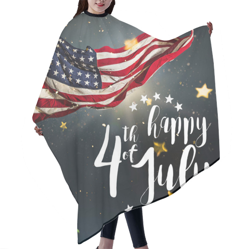 Personality  Inscription Happy 4th Of July With USA Flag. Hair Cutting Cape