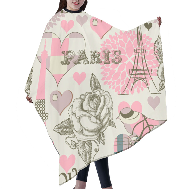 Personality  Paris Seamless Pattern Hair Cutting Cape