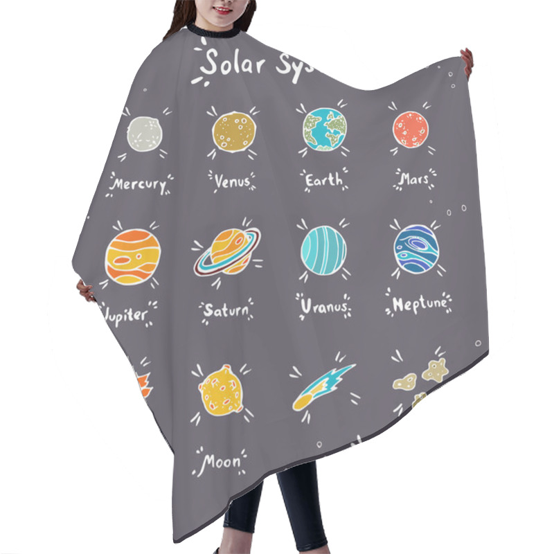 Personality  Set Of Hand Drawn Doodle Planets Hair Cutting Cape