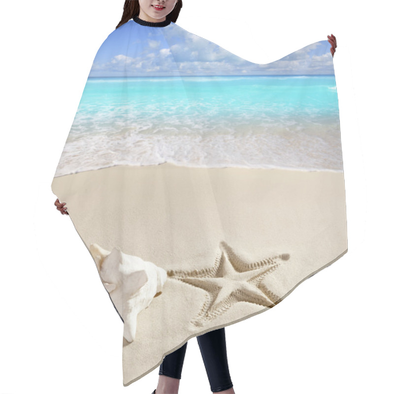 Personality  Caribbean Beach Starfish Print Shell White Sand Hair Cutting Cape