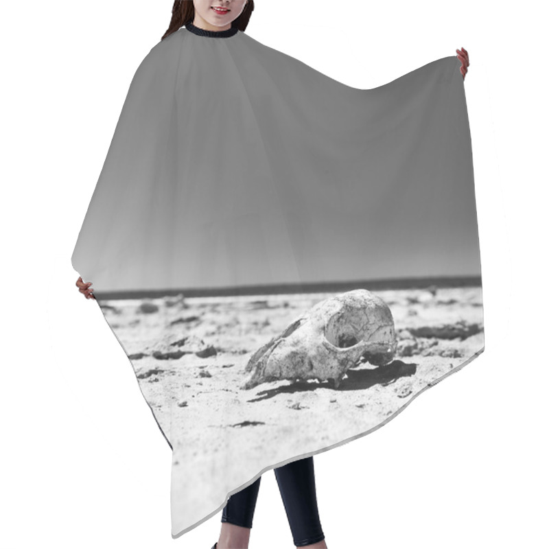 Personality  Skull In Desert Black And White Hair Cutting Cape