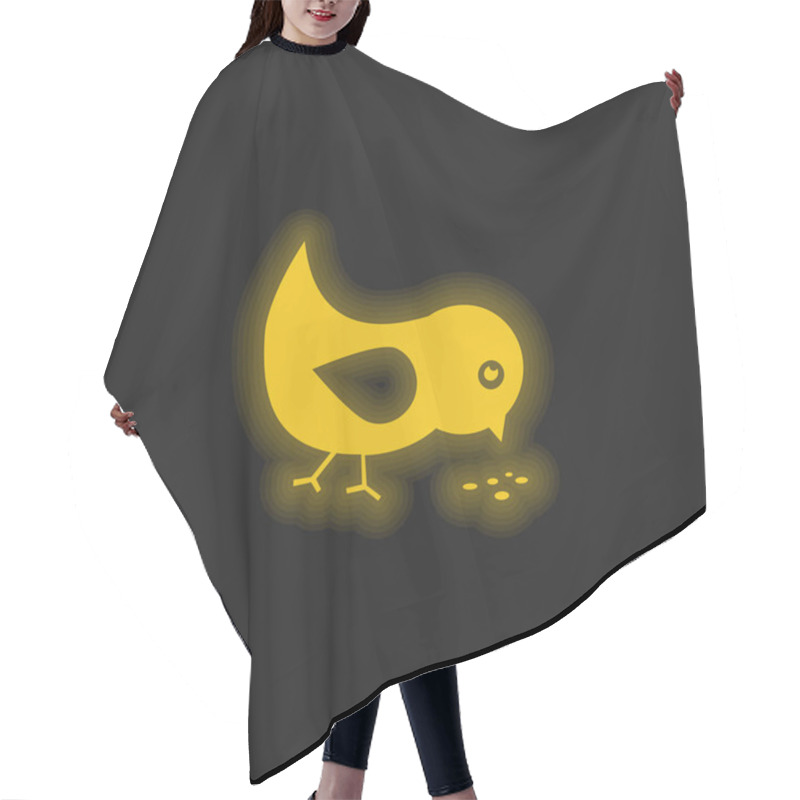 Personality  Bird Eating Seeds Yellow Glowing Neon Icon Hair Cutting Cape