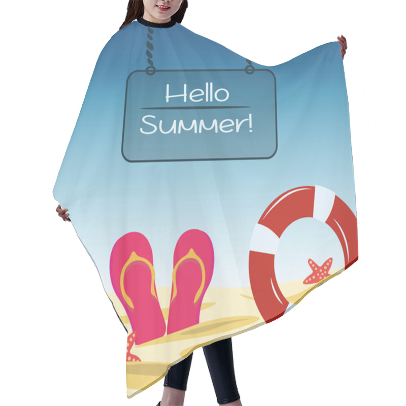 Personality  Vector Hello Summer Card Hair Cutting Cape