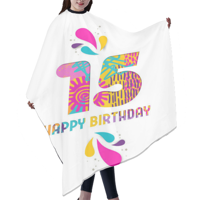 Personality  Happy Birthday 15 Year Paper Cut Greeting Card Hair Cutting Cape