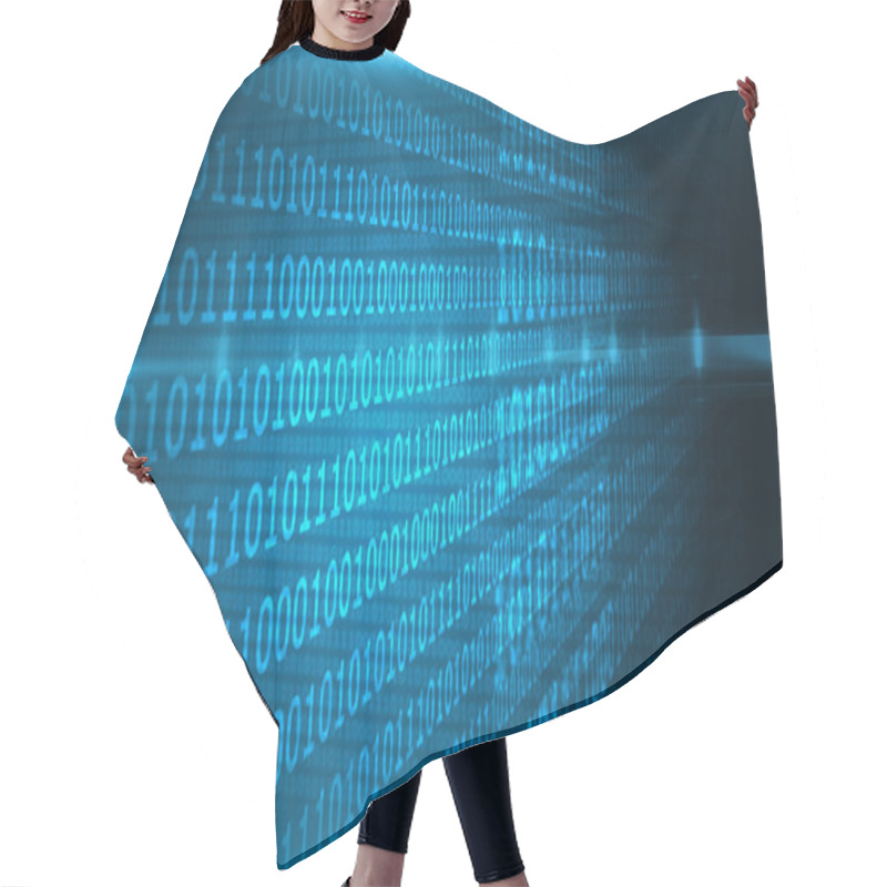 Personality  Shiny Blue Binary Code On Black Background Hair Cutting Cape