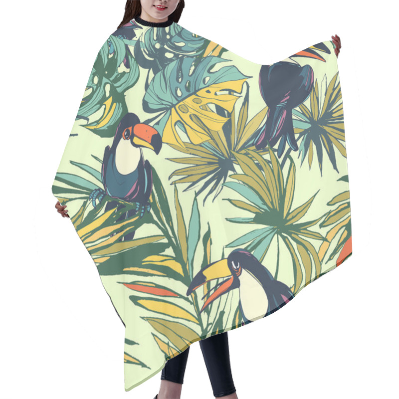 Personality  Tropical Floral Summer Seamless Pattern With Palm Beach Leaves A Hair Cutting Cape