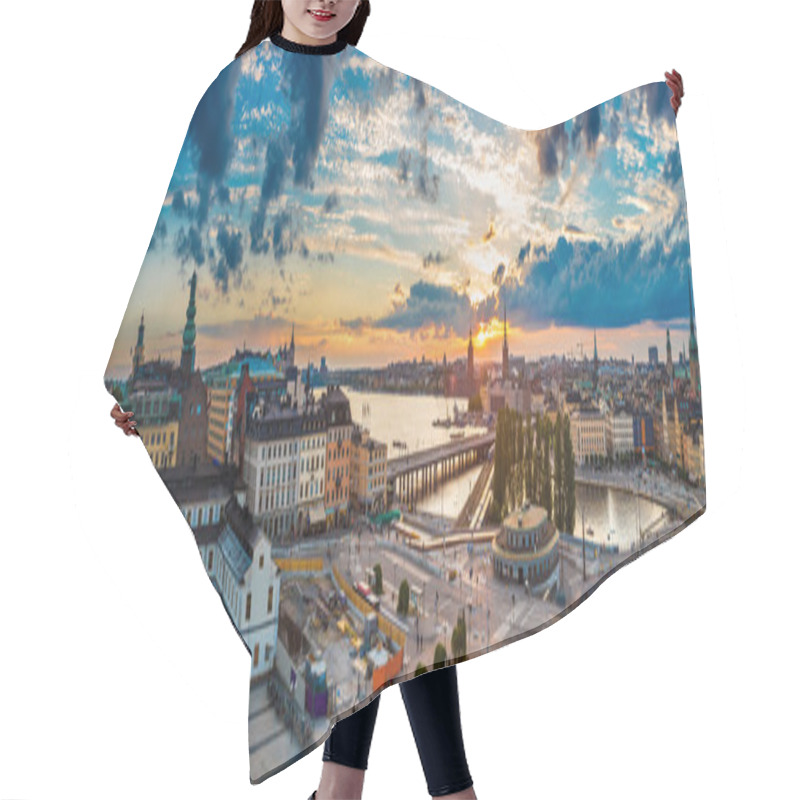 Personality  Panorama Of  Stockholm At Sunset Hair Cutting Cape