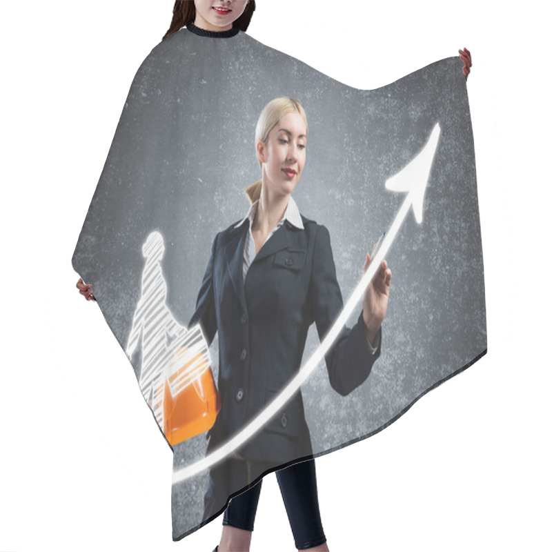 Personality  Business Lady Drawing Success Graph Hair Cutting Cape