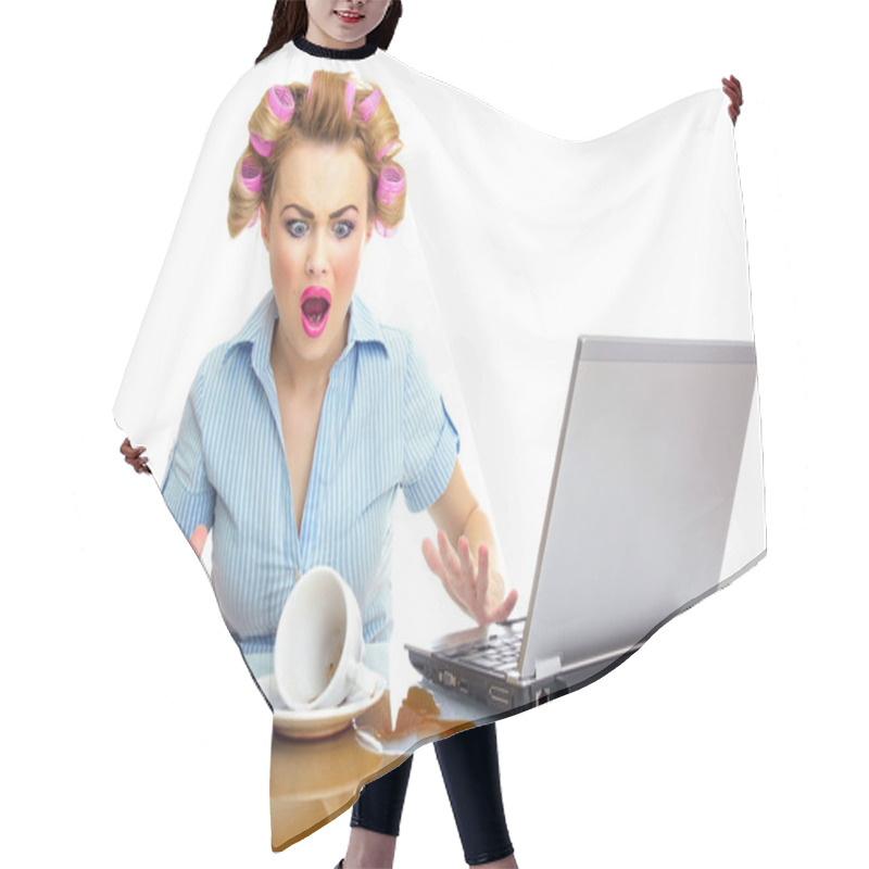 Personality  Woman In A Business Hair Cutting Cape