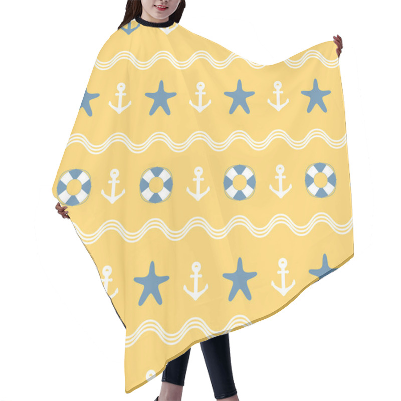 Personality  Nautical Seamless Pattern. Hair Cutting Cape