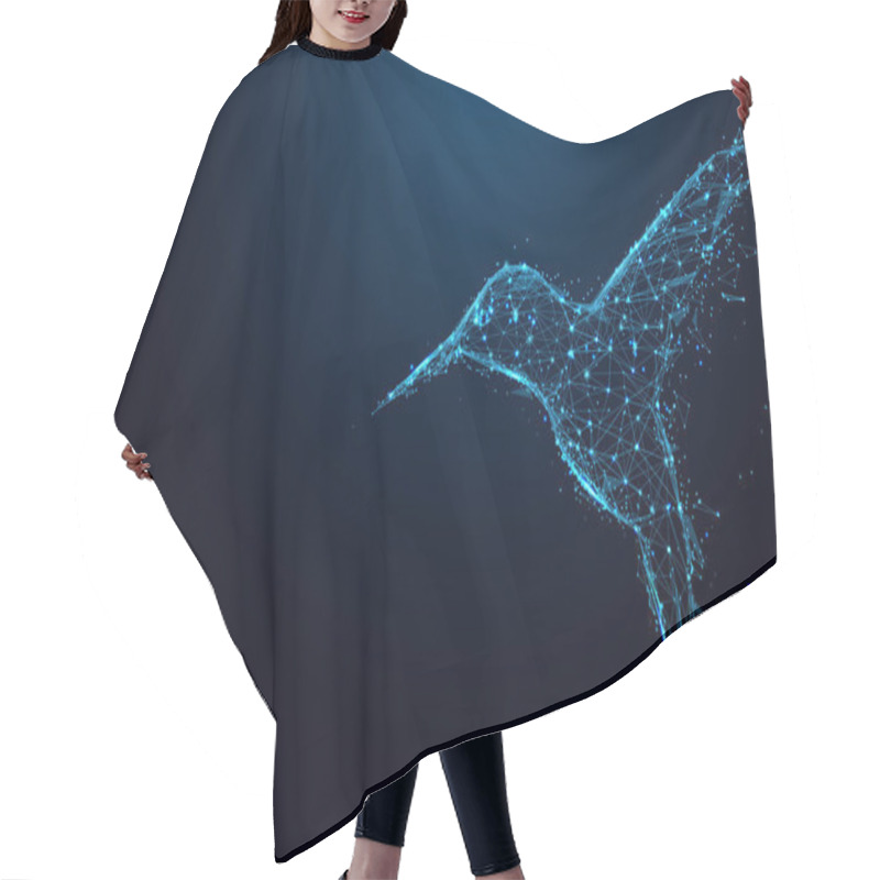 Personality  Abstract Hummingbird Form Lines And Triangles, Point Connecting Network On Blue Background. Illustration Vector Hair Cutting Cape