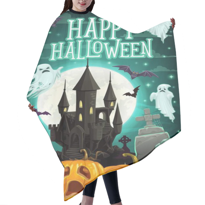 Personality  Halloween Ghosts And Pumpkins With Haunted House Hair Cutting Cape