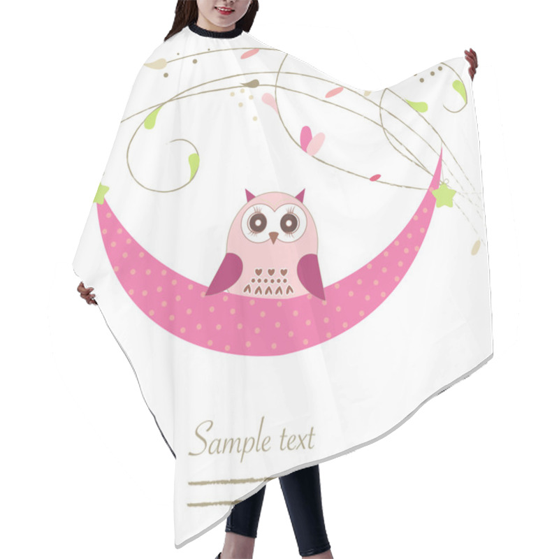 Personality  Newborn Baby Girl Cradle With Owl Baby Shower Greeting Card Hair Cutting Cape