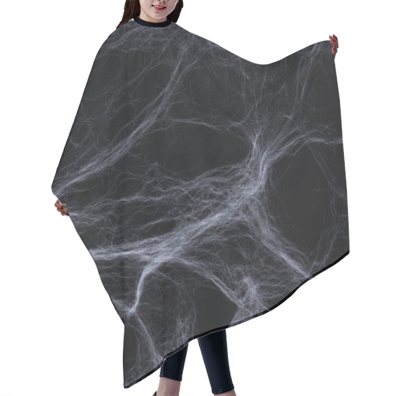 Personality  Halloween Concept. Abstract Spiderweb On Black Background. Hair Cutting Cape