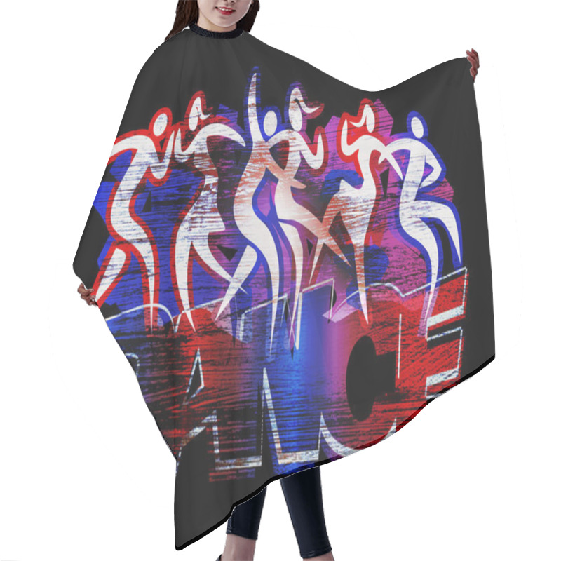 Personality  Young Party People, Disco Dancing . Expressive Grunge Stylized  Illustration Ofsilhouettes Of Dancing People With DANCE Inscription. Hair Cutting Cape