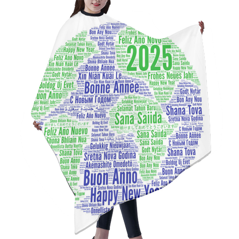 Personality  Happy New Year 2025 Word Cloud In Different Languages Hair Cutting Cape