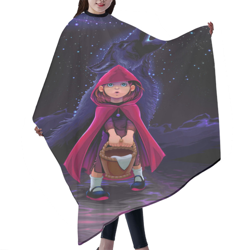 Personality  The Initiation Of Little Red Riding Hood. Vector Conceptual Illustration Hair Cutting Cape