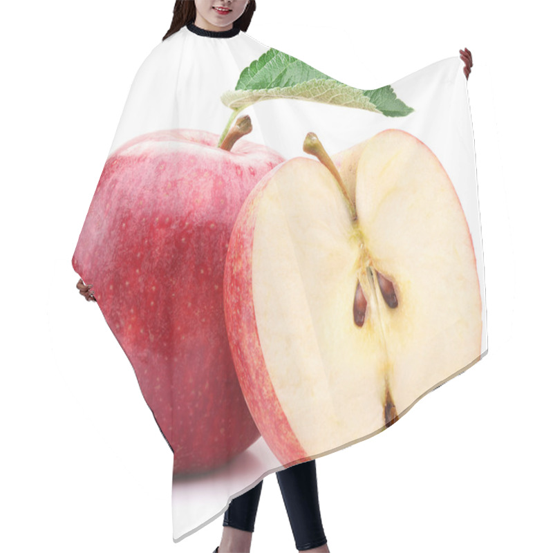 Personality  Red Apple With Leaf And Slice. Hair Cutting Cape