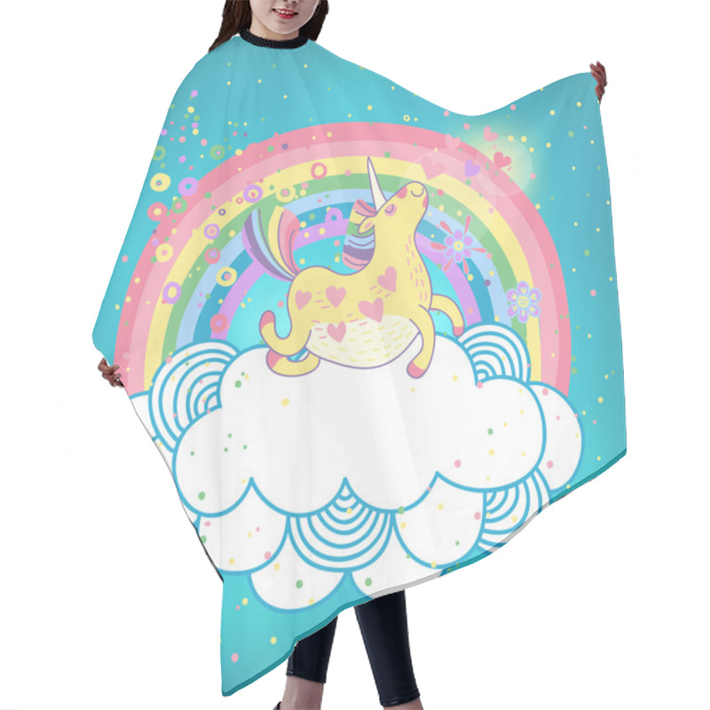 Personality  Unicorn Rainbow In The Clouds Hair Cutting Cape