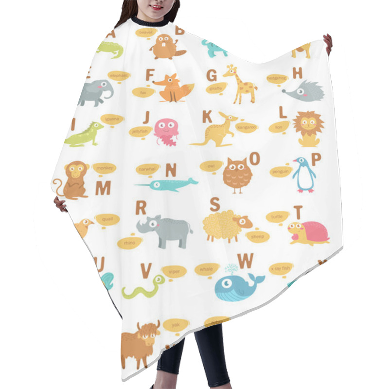 Personality  Children's Alphabet With Animals. Hair Cutting Cape