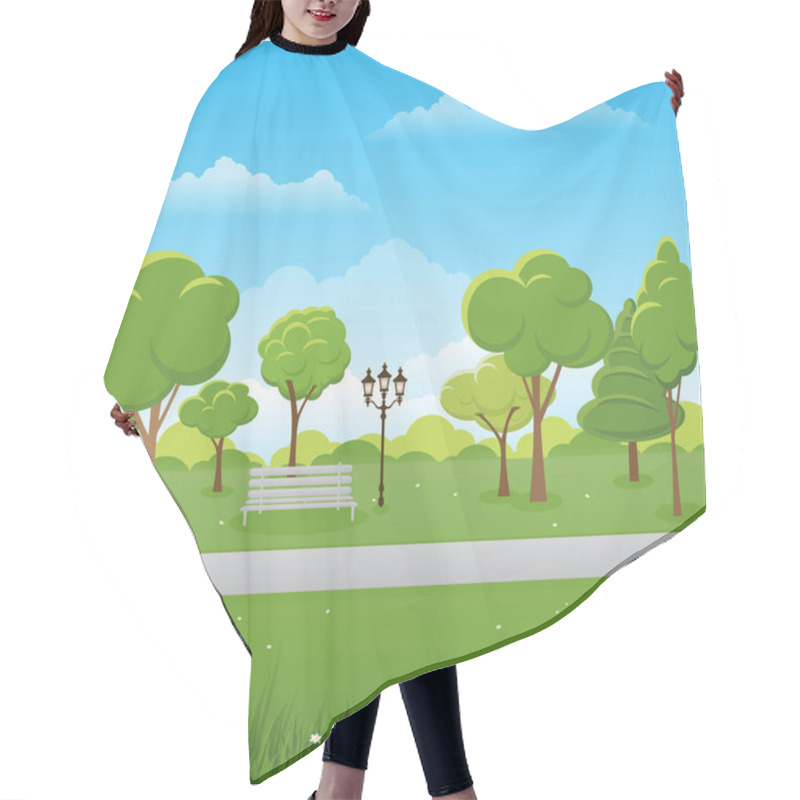 Personality  Spring landscape background. Public park Vector illustration. hair cutting cape