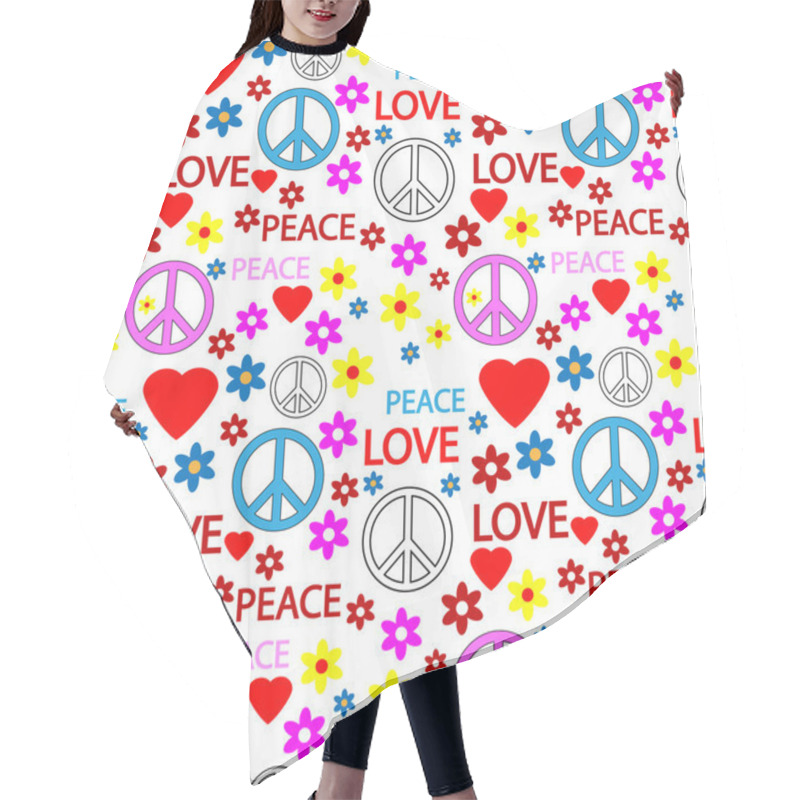 Personality  Seamless Pattern With Symbols Of The Hippie Hair Cutting Cape