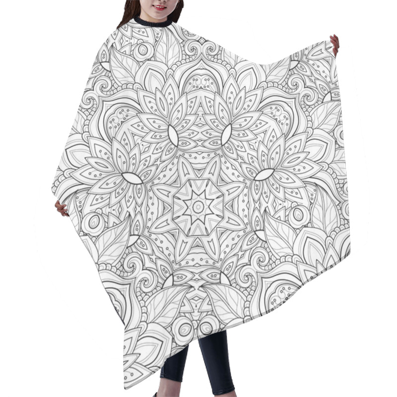 Personality  Seamless Monochrome Ornate Pattern Hair Cutting Cape