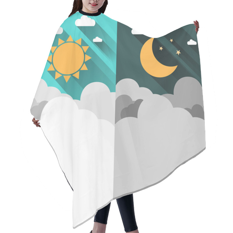 Personality  Sun, Moon, Stars And Clouds Banners Hair Cutting Cape