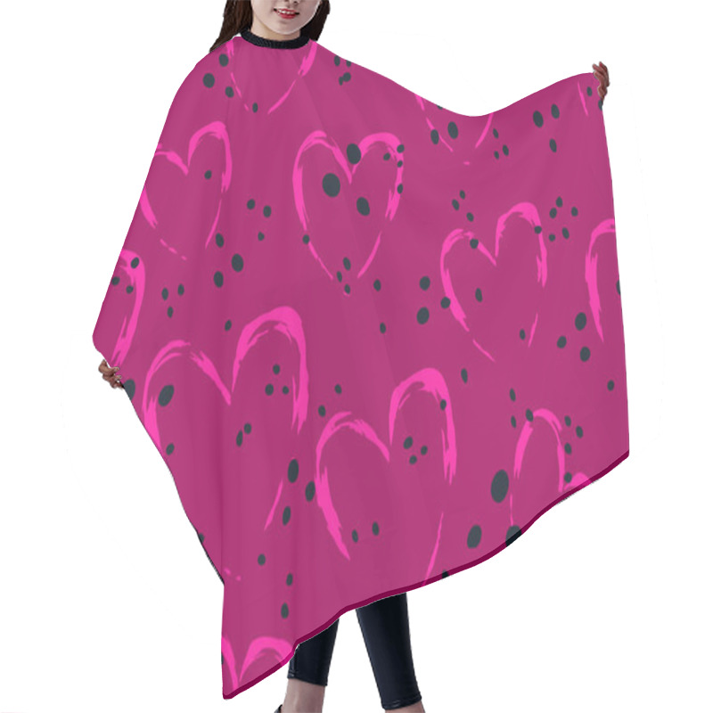 Personality  Bright Pink Heart Shapes Fill The Background, Evoking A Fun And Joyful Atmosphere. Hair Cutting Cape