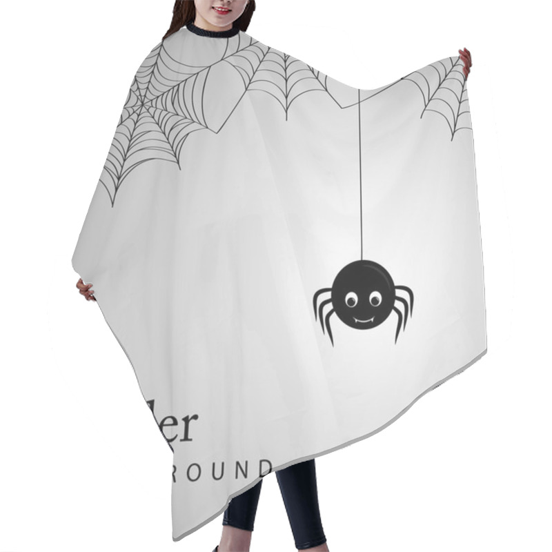 Personality  Cute Spider And Webs Over Gray Background Hair Cutting Cape