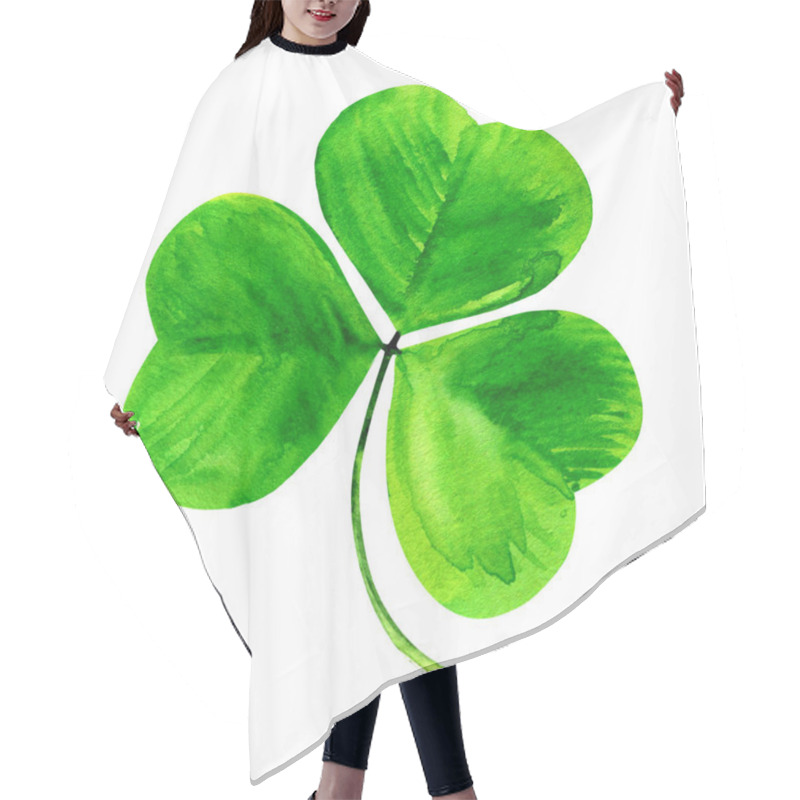 Personality  Shamrock, Green Clover Three Leaf, Patrick Day Symbol, Isolated, Hand Drawn Watercolor Illustration On White Background Hair Cutting Cape