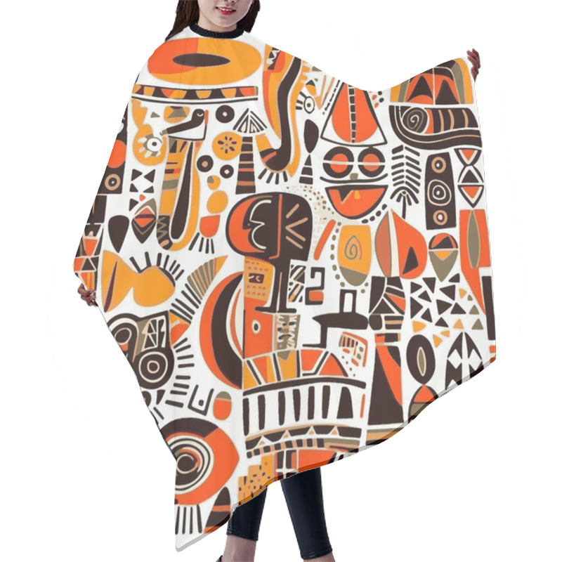 Personality  Abstract Pattern In Native African Style. Vector Illustration. Traditional African Abstract Painting. Hair Cutting Cape