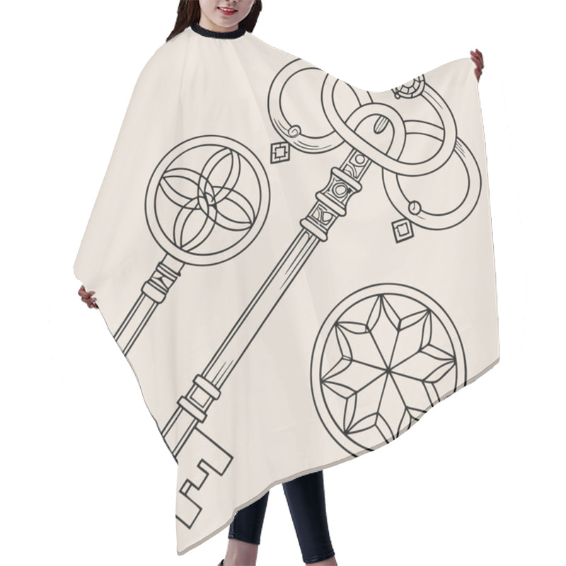 Personality  A Creative Vector Featuring Encrypted Keys Arranged In Intricate Geometric Designs, Symbolizing Digital Security And Encryption. Hair Cutting Cape