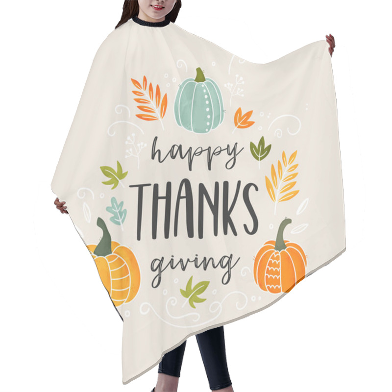 Personality  Cute Hand Drawn Thanksgiving Design With Text And Decoration, Great For Invitations, Banners. Hair Cutting Cape