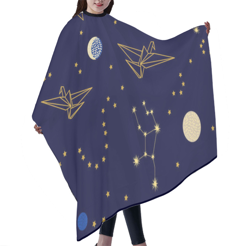 Personality  Fantasy Origami Flying In The Dark Sky.   Hair Cutting Cape