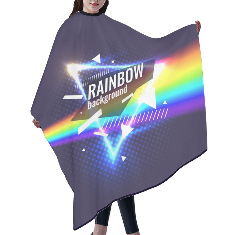 Personality  Original Poster For Night Paty. Geometric Shapes And Neon Glow And Rainbow Background. Hair Cutting Cape