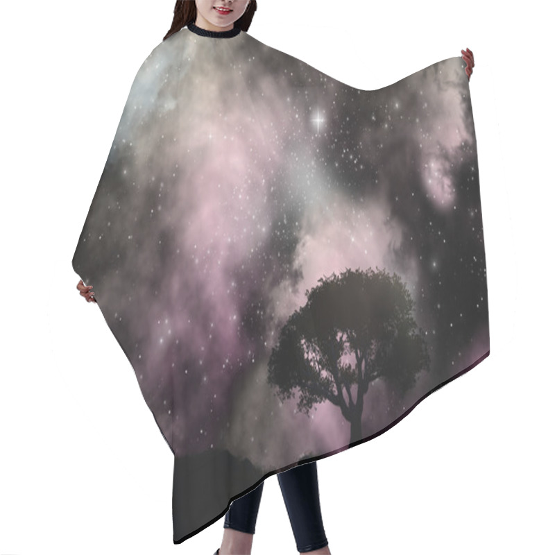 Personality  Tree Silhouettes Against A Starfield Sky Hair Cutting Cape