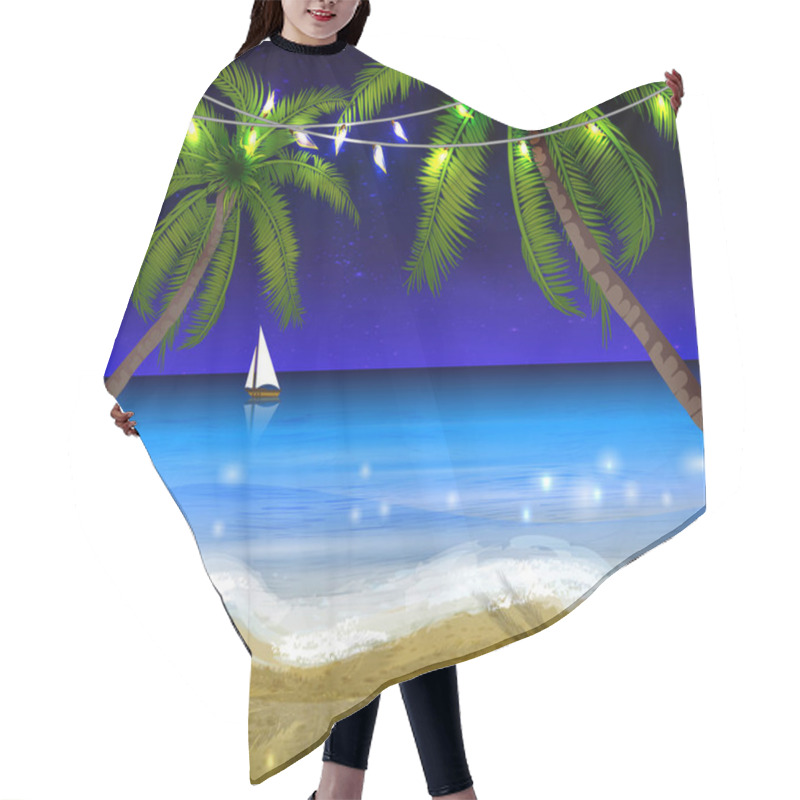 Personality  Palm Trees At Night Hair Cutting Cape