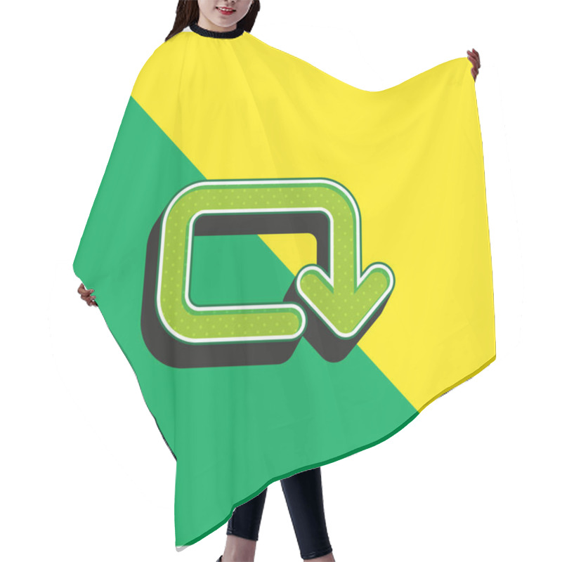 Personality  Arrow Of Rounded Rectangular Clockwise Rotation Green And Yellow Modern 3d Vector Icon Logo Hair Cutting Cape