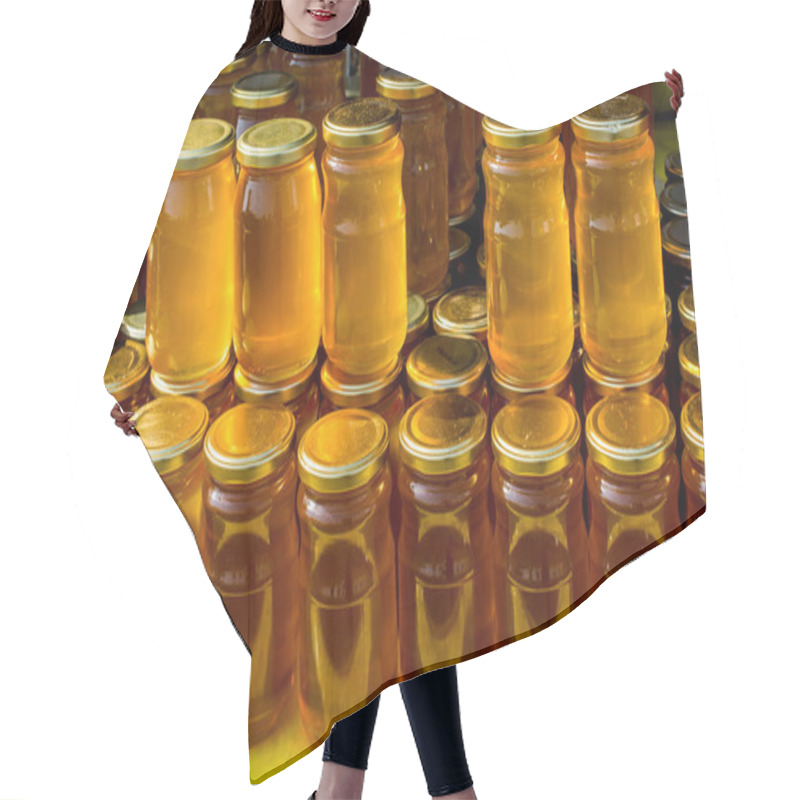 Personality  Glass Jar Of Full Of Fresh Honey With Lid Hair Cutting Cape