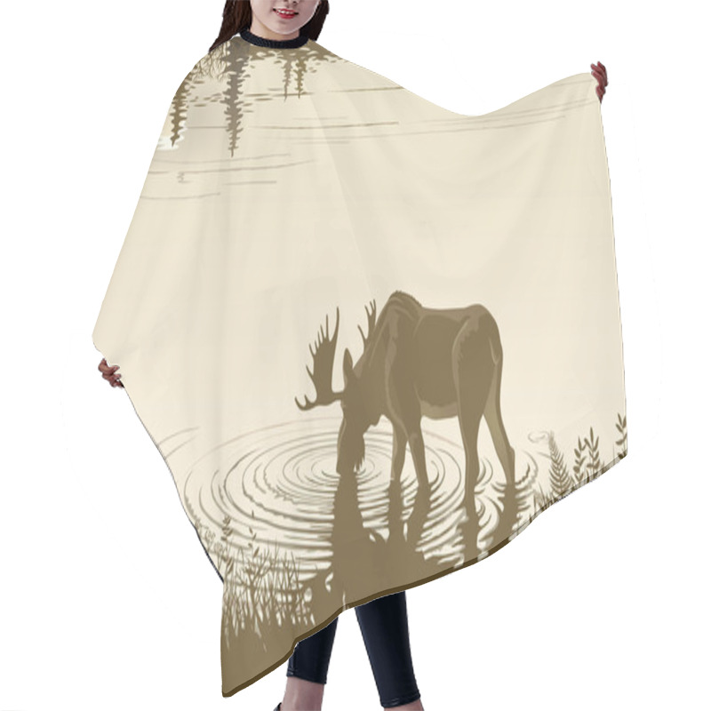 Personality  Elk In The Drinking Water Hair Cutting Cape