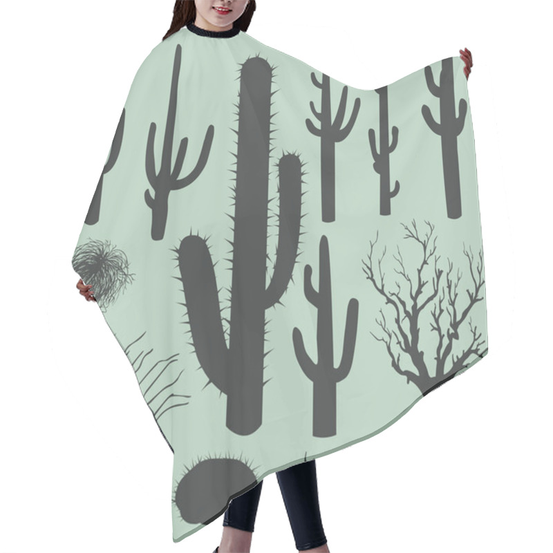 Personality  Vector Set Of Silhouettes Of Cacti And Other Desert Plants Hair Cutting Cape