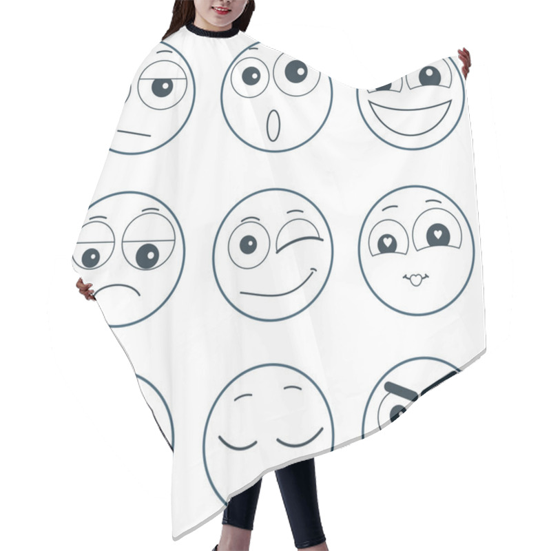 Personality  Set Of Smiley Faces Expressing Different Feelings, Illustration On White Background Hair Cutting Cape