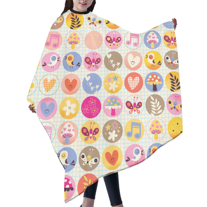 Personality  Cute Hearts Birds Flowers Mushrooms Nature Pattern Hair Cutting Cape